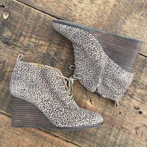 Lucky Brand Women’s Animal Print Wedge Booties Size 8.5